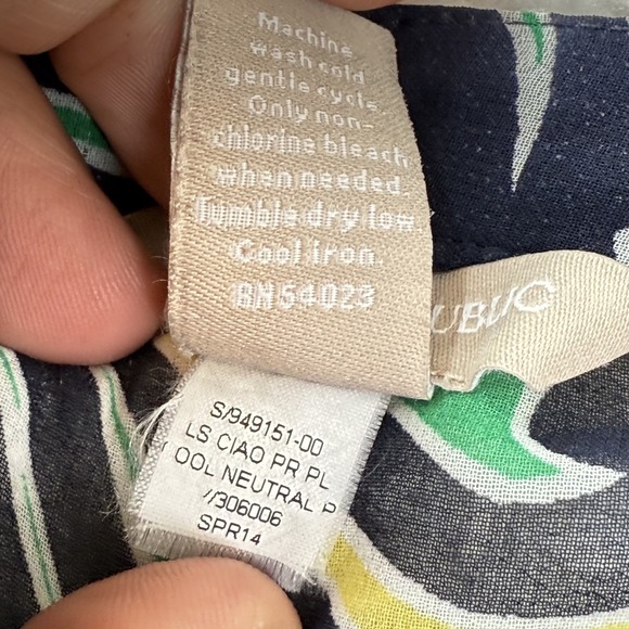 Banana Republic Blouse Womens Medium Swirl Print LS Boho Abstract Hippie Gypsy - Picture 10 of 11